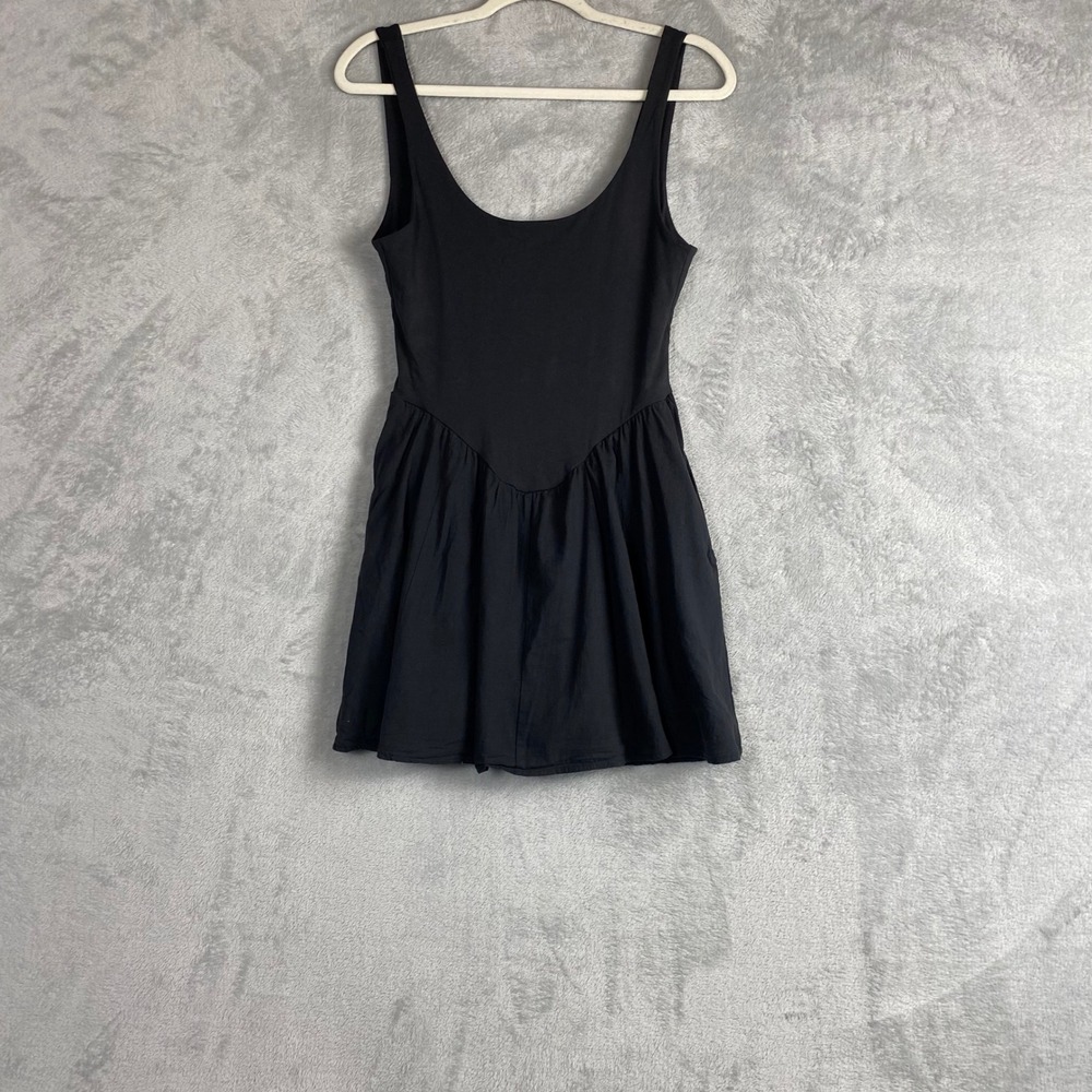 Silence + Noise Black Smocked Back Dropped Waist Fit &‎ Flare Mini Dress Small